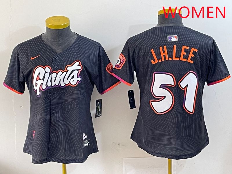 Women San Francisco Giants #51 J.H.Lee Black Joint Name Nike 2025 MLB Jersey style 1->women mlb jersey->Women Jersey